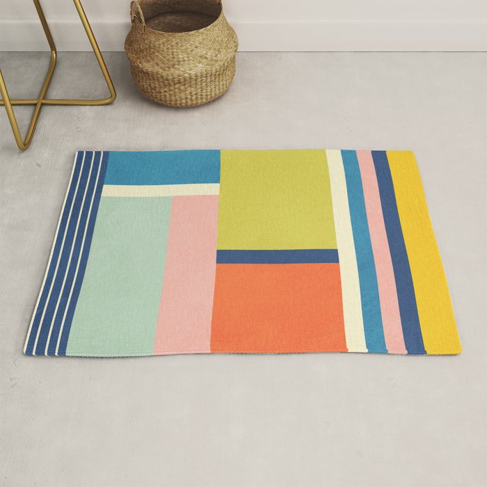 Vibrant Pastel Tones Unique Geometric Design Rug Gallery Image 1
