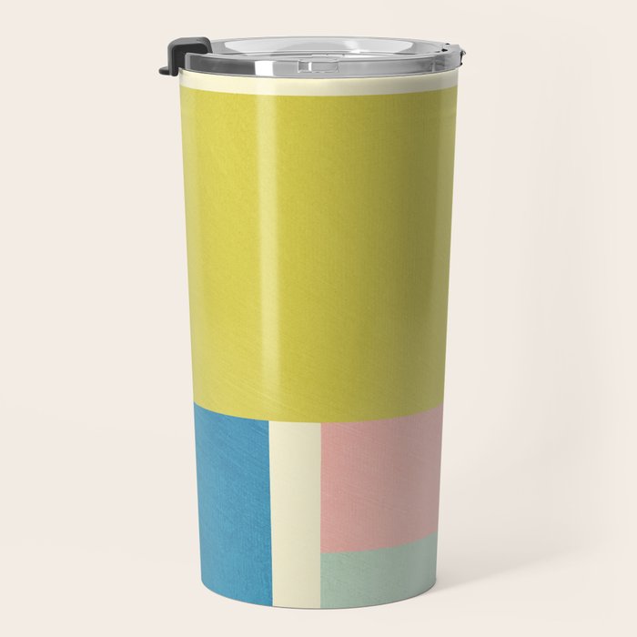 Vibrant Pastel Tones Unique Geometric Design Travel Mug Gallery Image 3