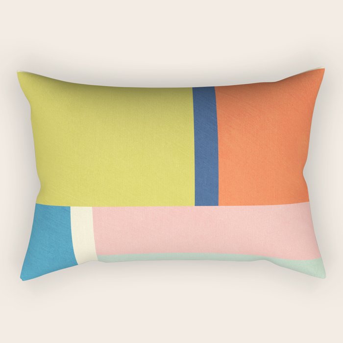 Vibrant Pastel Tones Unique Geometric Design Rectangular Pillow Gallery Image 2