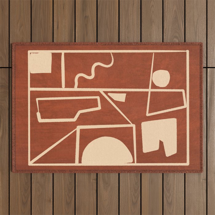 Modern Abstract Minimal Shapes 39/6 Outdoor Rug Gallery Image 1