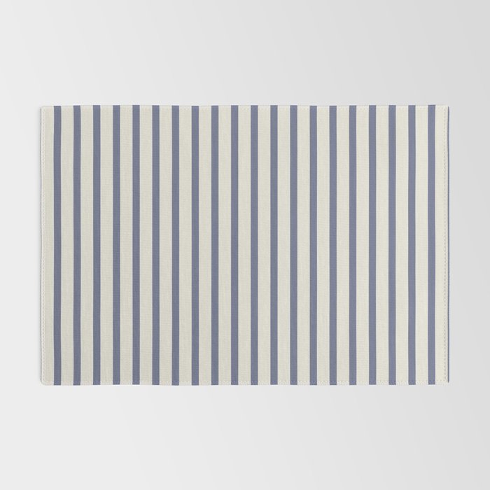 Blue And Cream Striped Rug Gallery Image 2