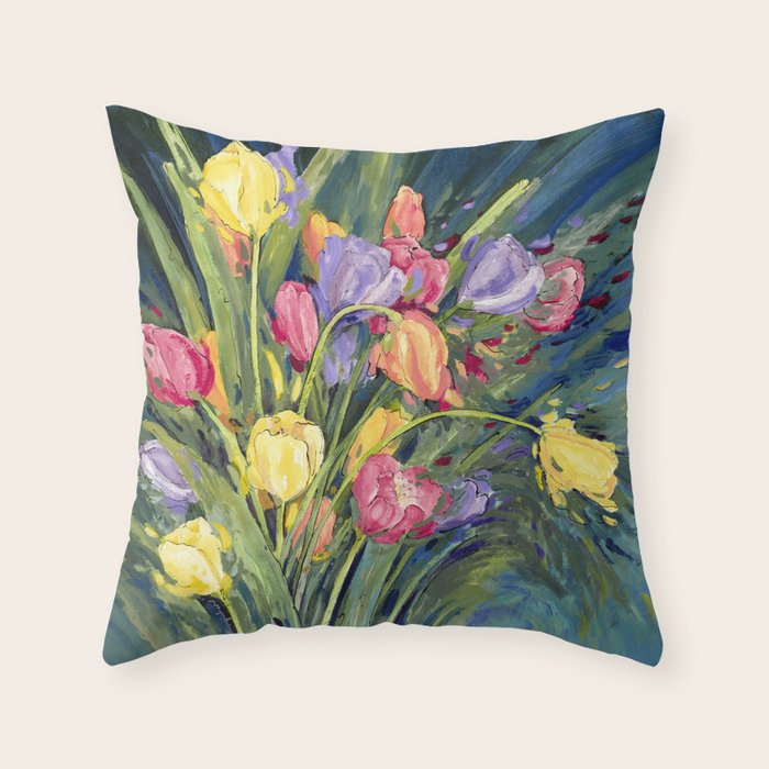 Tulip Burst Throw Pillow Gallery Image 1