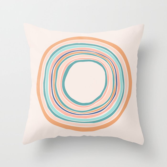 Time Travel - Colorful Rings Throw Pillow Gallery Image 1