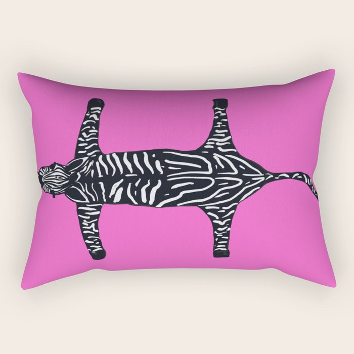 Modern abstract minimalistic zebras illustration in fuchsia pink background  Rectangular Pillow Gallery Image 2