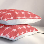 Mid Century Modern Atomic Stars Grid Retro Christmas Red and Pink Pattern Pillow Sham Gallery Image 3