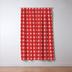 Mid Century Modern Atomic Stars Grid Retro Christmas Red and Pink Pattern Window Curtain Gallery Image 3