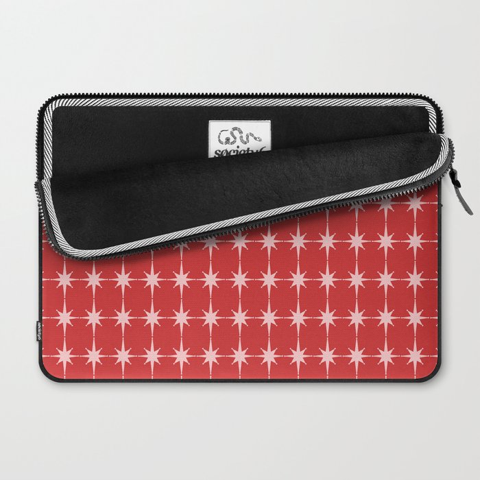 Mid Century Modern Atomic Stars Grid Retro Christmas Red and Pink Pattern Laptop Sleeve Gallery Image 2