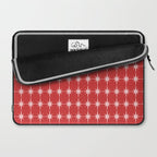 Mid Century Modern Atomic Stars Grid Retro Christmas Red and Pink Pattern Laptop Sleeve Gallery Image 2