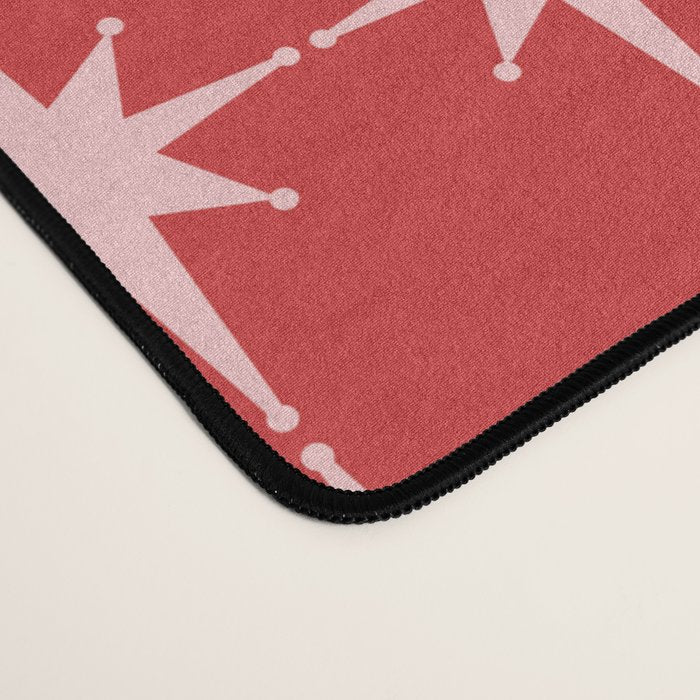 Mid Century Modern Atomic Stars Grid Retro Christmas Red and Pink Pattern Desk Mat Gallery Image 4