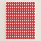 Mid Century Modern Atomic Stars Grid Retro Christmas Red and Pink Pattern Jigsaw Puzzle Gallery Image 1
