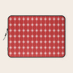 Mid Century Modern Atomic Stars Grid Retro Christmas Red and Pink Pattern Laptop Sleeve Gallery Image 1