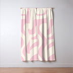 Retro Liquid Swirl Abstract Pattern Square in Baby Pink and Cream Window Curtain Gallery Image 3