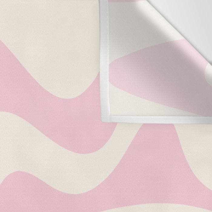 Retro Liquid Swirl Abstract Pattern Square in Baby Pink and Cream Wall Tapestry Gallery Image 3