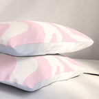 Retro Liquid Swirl Abstract Pattern Square in Baby Pink and Cream Pillow Sham Gallery Image 3