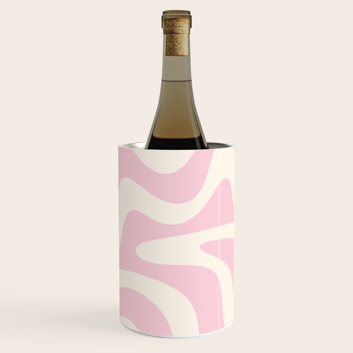 Retro Liquid Swirl Abstract Pattern Square in Baby Pink and Cream Wine Chiller Gallery Image 3