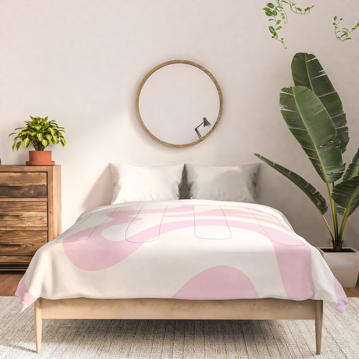 Retro Liquid Swirl Abstract Pattern Square in Baby Pink and Cream Comforter Gallery Image 3