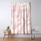 Retro Liquid Swirl Abstract Pattern Square in Baby Pink and Cream Window Curtain Gallery Image 5
