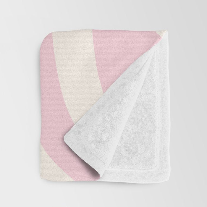 Retro Liquid Swirl Abstract Pattern Square in Baby Pink and Cream Throw Blanket Gallery Image 3