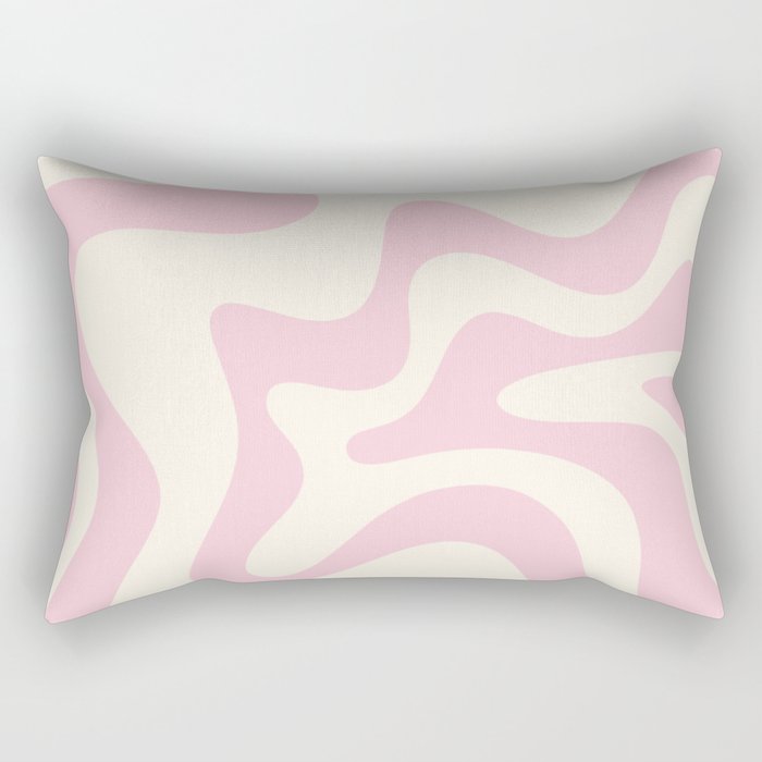 Retro Liquid Swirl Abstract Pattern Square in Baby Pink and Cream Rectangular Pillow Gallery Image 1