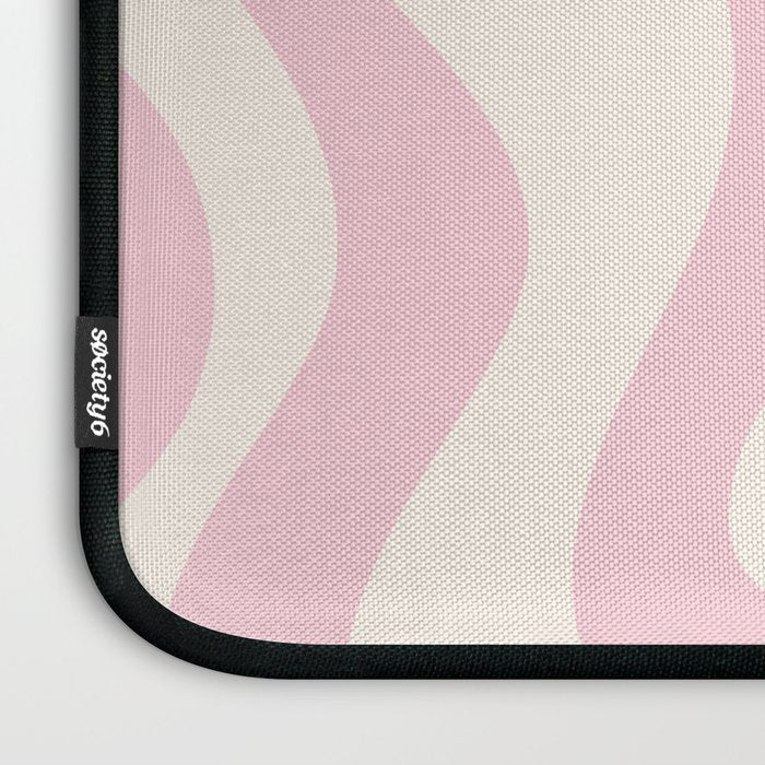 Retro Liquid Swirl Abstract Pattern Square in Baby Pink and Cream Laptop Sleeve Gallery Image 3