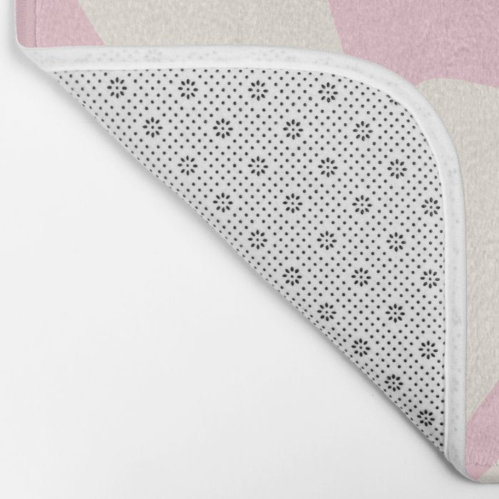 Retro Liquid Swirl Abstract Pattern Square in Baby Pink and Cream Bath Mat Gallery Image 2