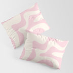 Retro Liquid Swirl Abstract Pattern Square in Baby Pink and Cream Pillow Sham Gallery Image 3