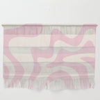 Retro Liquid Swirl Abstract Pattern Square in Baby Pink and Cream Wall Hanging Gallery Image 1