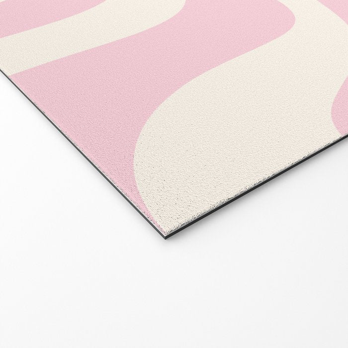 Retro Liquid Swirl Abstract Pattern Square in Baby Pink and Cream Welcome Mat Gallery Image 2