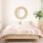 Retro Liquid Swirl Abstract Pattern Square in Baby Pink and Cream Duvet Cover Gallery Image 3