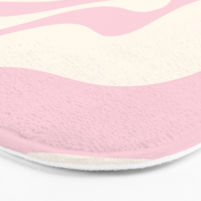 Retro Liquid Swirl Abstract Pattern Square in Baby Pink and Cream Bath Mat Gallery Image 3