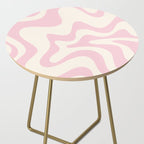 Retro Liquid Swirl Abstract Pattern Square in Baby Pink and Cream Side Table Gallery Image 2