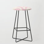 Retro Liquid Swirl Abstract Pattern Square in Baby Pink and Cream Stool Gallery Image 1