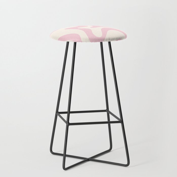 Retro Liquid Swirl Abstract Pattern Square in Baby Pink and Cream Stool Gallery Image 1