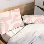 Retro Liquid Swirl Abstract Pattern Square in Baby Pink and Cream Pillow Sham Gallery Image 2