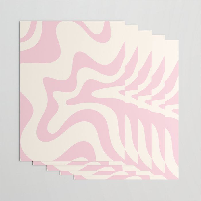Retro Liquid Swirl Abstract Pattern Square in Baby Pink and Cream Wrapping Paper Gallery Image 3