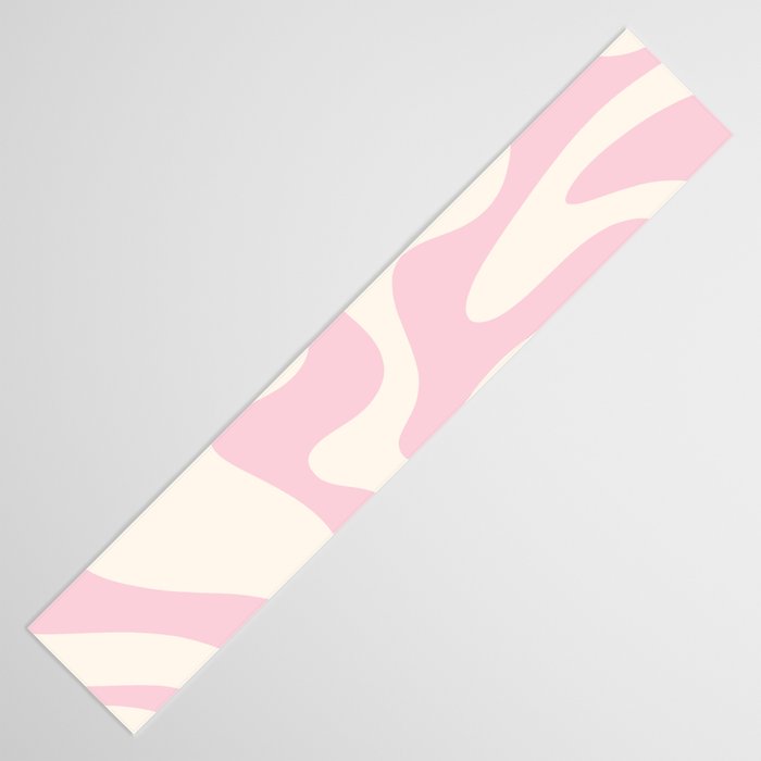 Retro Liquid Swirl Abstract Pattern Square in Baby Pink and Cream Table Runner Gallery Image 3