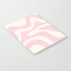 Retro Liquid Swirl Abstract Pattern Square in Baby Pink and Cream Notebook Gallery Image 2