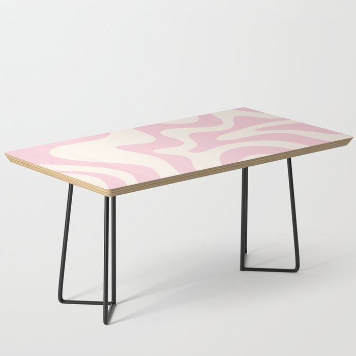 Retro Liquid Swirl Abstract Pattern Square in Baby Pink and Cream Coffee Table Gallery Image 1