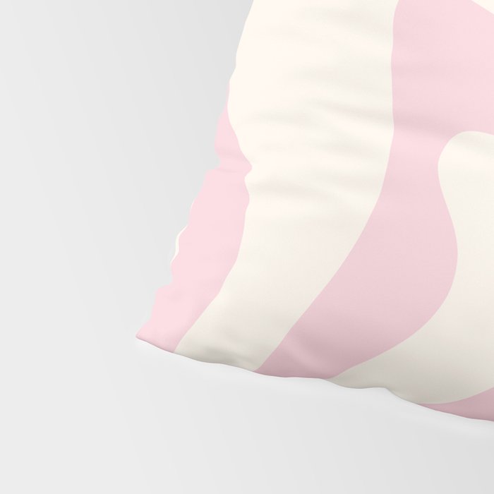 Retro Liquid Swirl Abstract Pattern Square in Baby Pink and Cream Pillow Sham Gallery Image 4