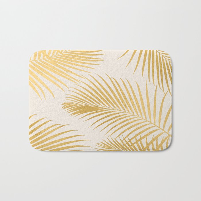 Metallic Gold Tropical Palm Fronds Bath Mat Gallery Image 1