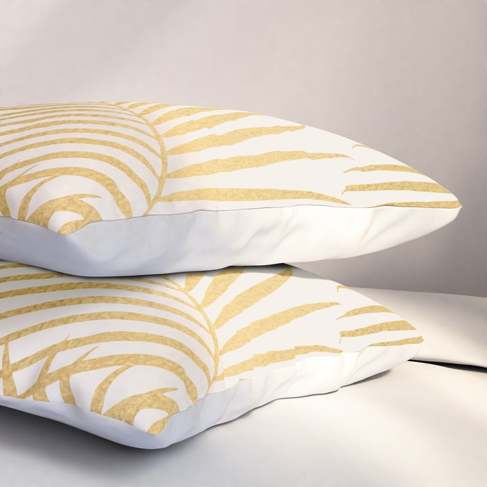 Metallic Gold Tropical Palm Fronds Pillow Sham Gallery Image 3
