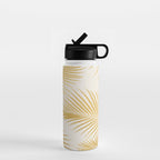 Metallic Gold Tropical Palm Fronds Water Bottle Gallery Image 1