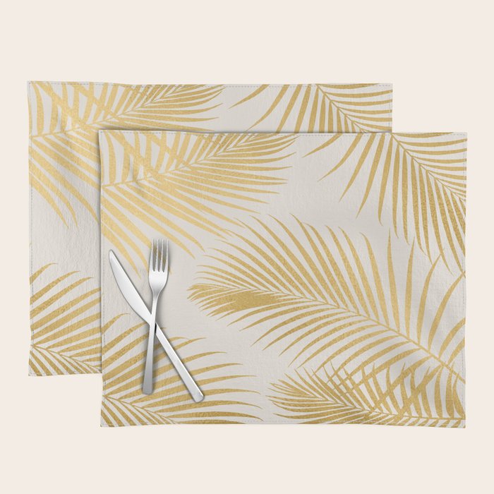 Metallic Gold Tropical Palm Fronds Placemat Gallery Image 1