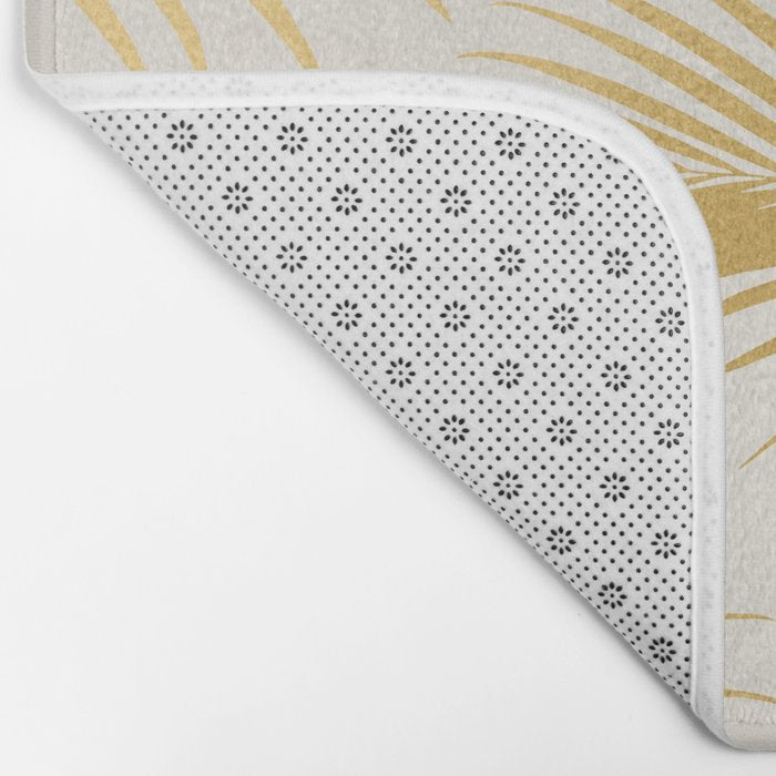 Metallic Gold Tropical Palm Fronds Bath Mat Gallery Image 2
