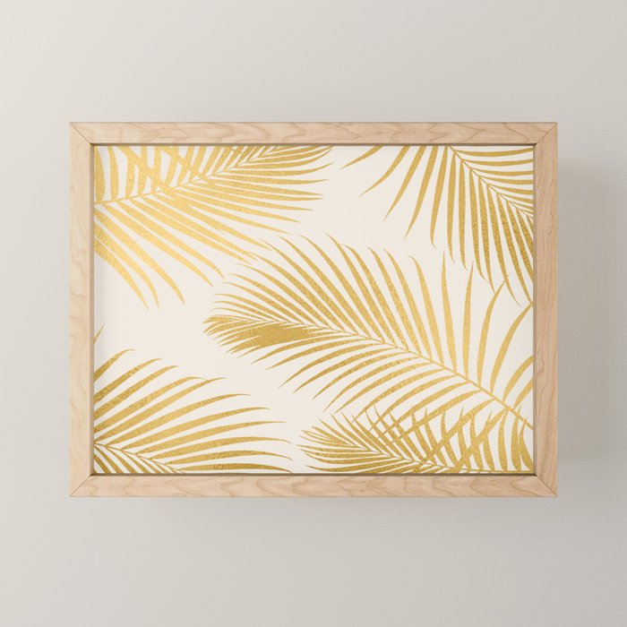 Metallic Gold Tropical Palm Fronds Mini Art Print Gallery Image 1