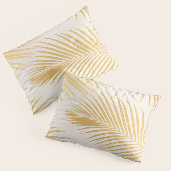 Metallic Gold Tropical Palm Fronds Pillow Sham Gallery Image 3