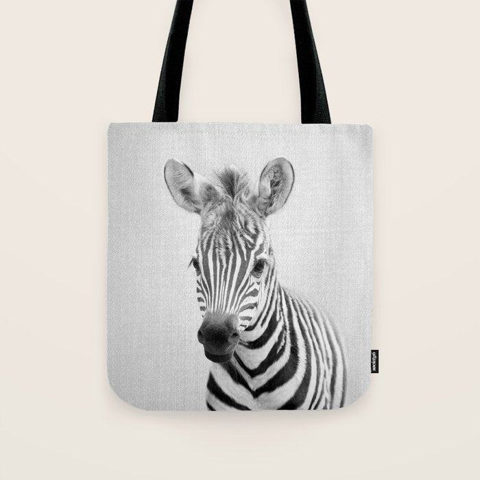 Baby Zebra - Black & White Tote Bag Gallery Image 1