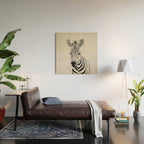 Baby Zebra - Black & White Wood Wall Art Gallery Image 2