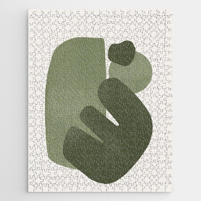 Modern Green Shapes Jigsaw Puzzle