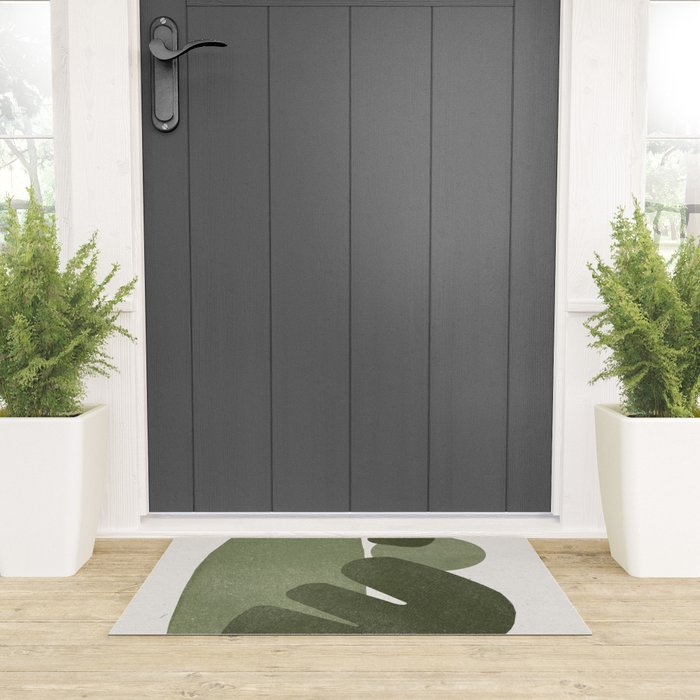 Modern Green Shapes Welcome Mat Gallery Image 3